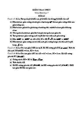 Kiểm tra 45 phút - Môn Hình học lớp 7